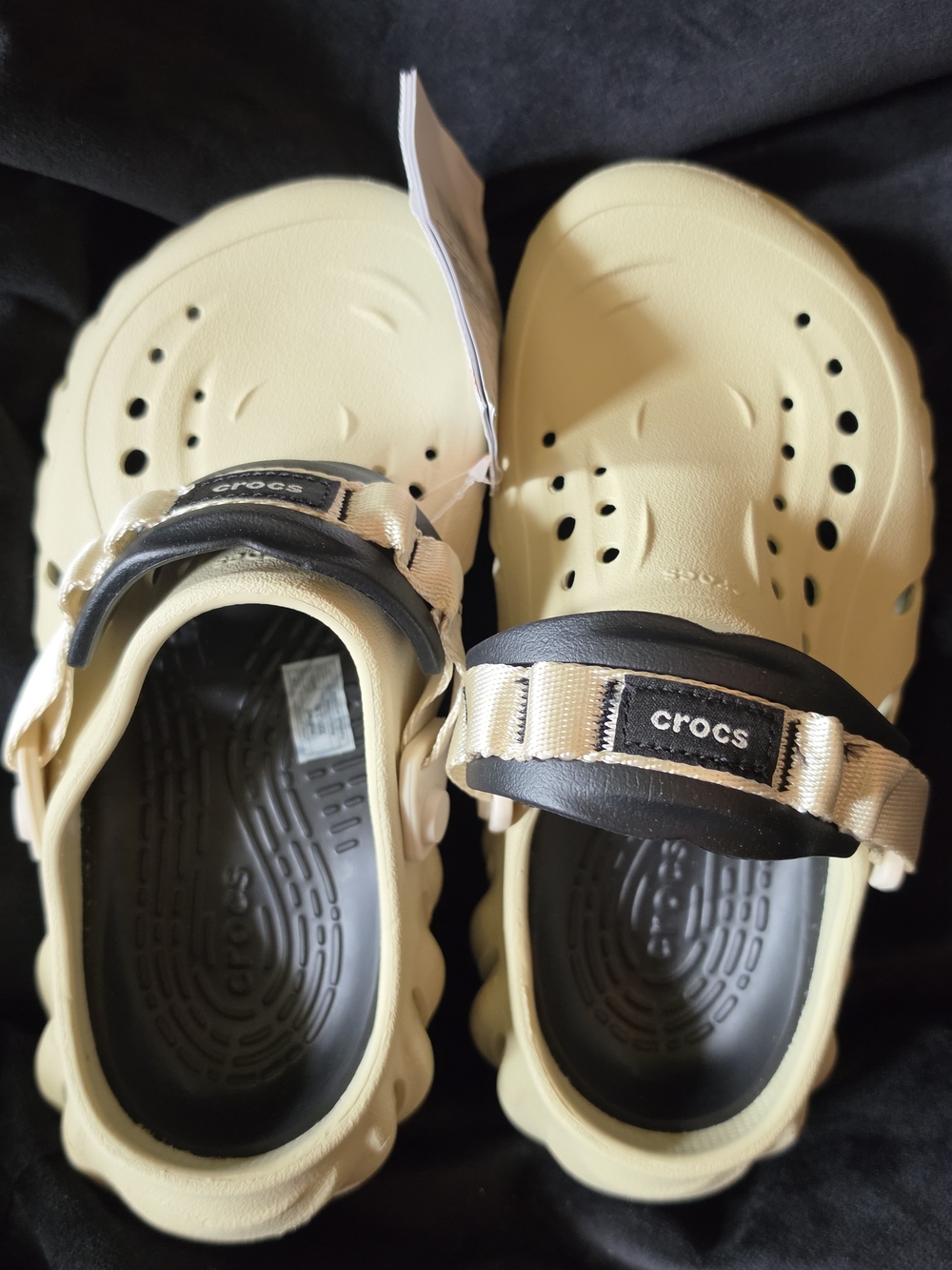Crocs Classic Bone and Black Clogs